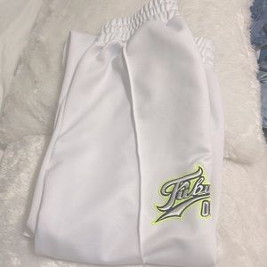 forever 21 x fubu05 white sweatpants with adjustable string.